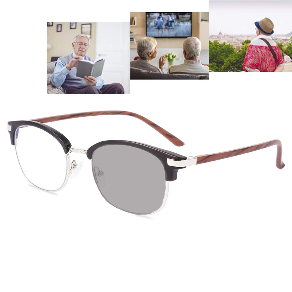 Photochromic Sunglasses for Men - Progressive Multi-Focus Reading Glasses with UV Protection, Lightweight & Durable Brown Frame - Perfect for Driving, Outdoor Activities & Reading
