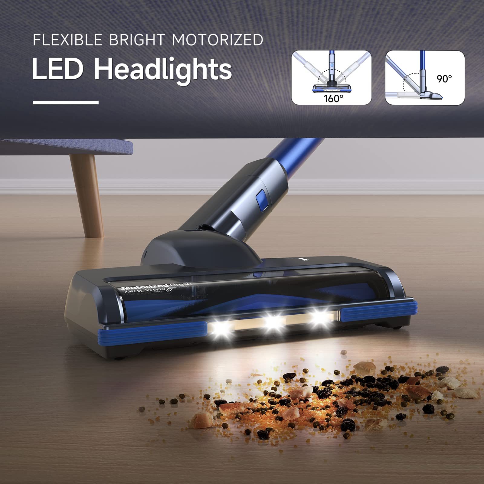 Lubluelu Cordless Vacuum Cleaner - 25000Pa Powerful Rechargeable Stick Vacuum with 50min Runtime | 235W Brushless Motor & Detachable Battery | Lightweight & Self-Standing for Hard Floors & Pet Hair | Ideal for Home Cleaning, Carpet, Stairs, and Pet Owners