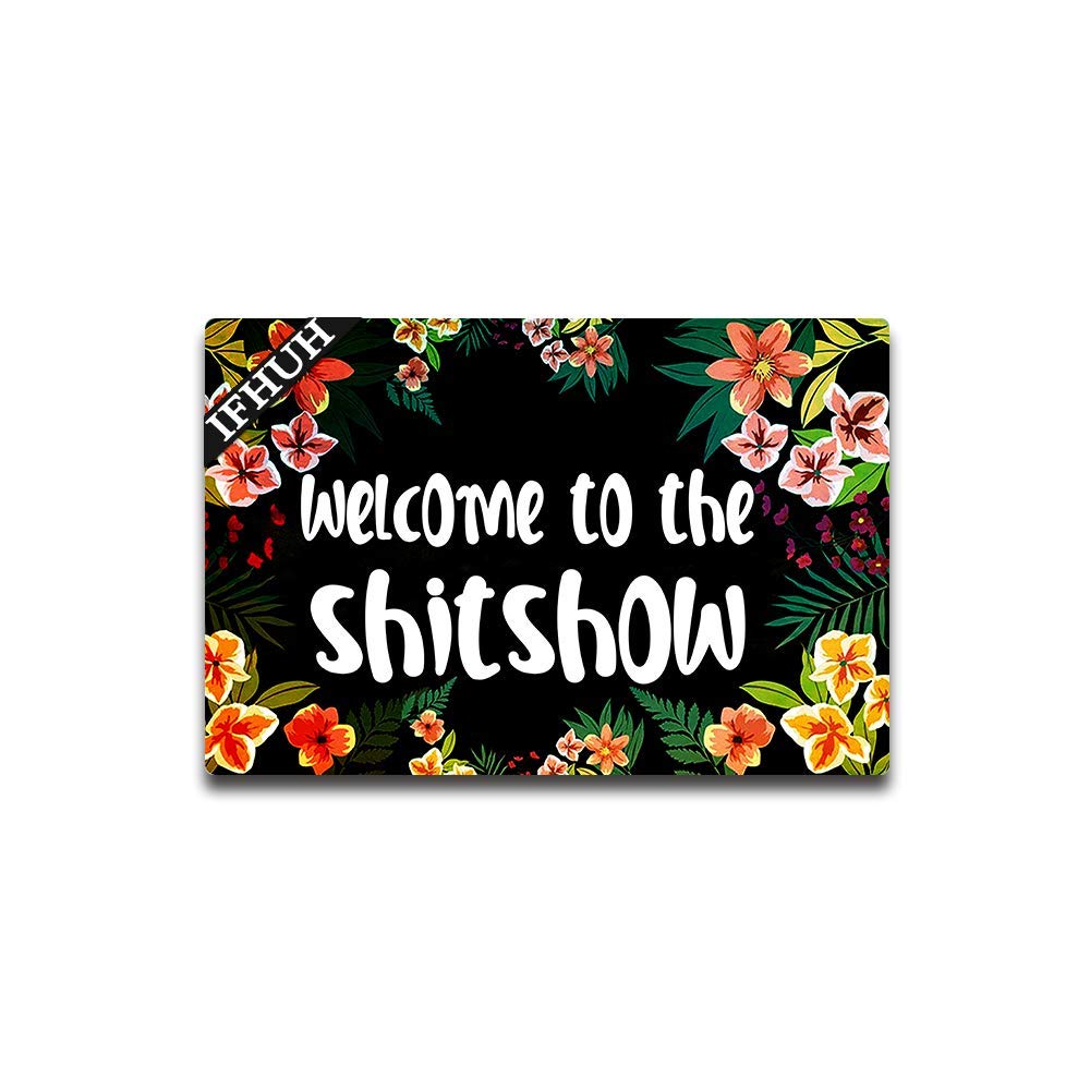 Funny Welcome Doormat - 'Welcome to The Shitshow' Non-Slip Rubber Backing, 23.6x15.7 Inch Indoor/Outdoor Entry Rug - Perfect for Front Door, Porch, or Housewarming Gifts