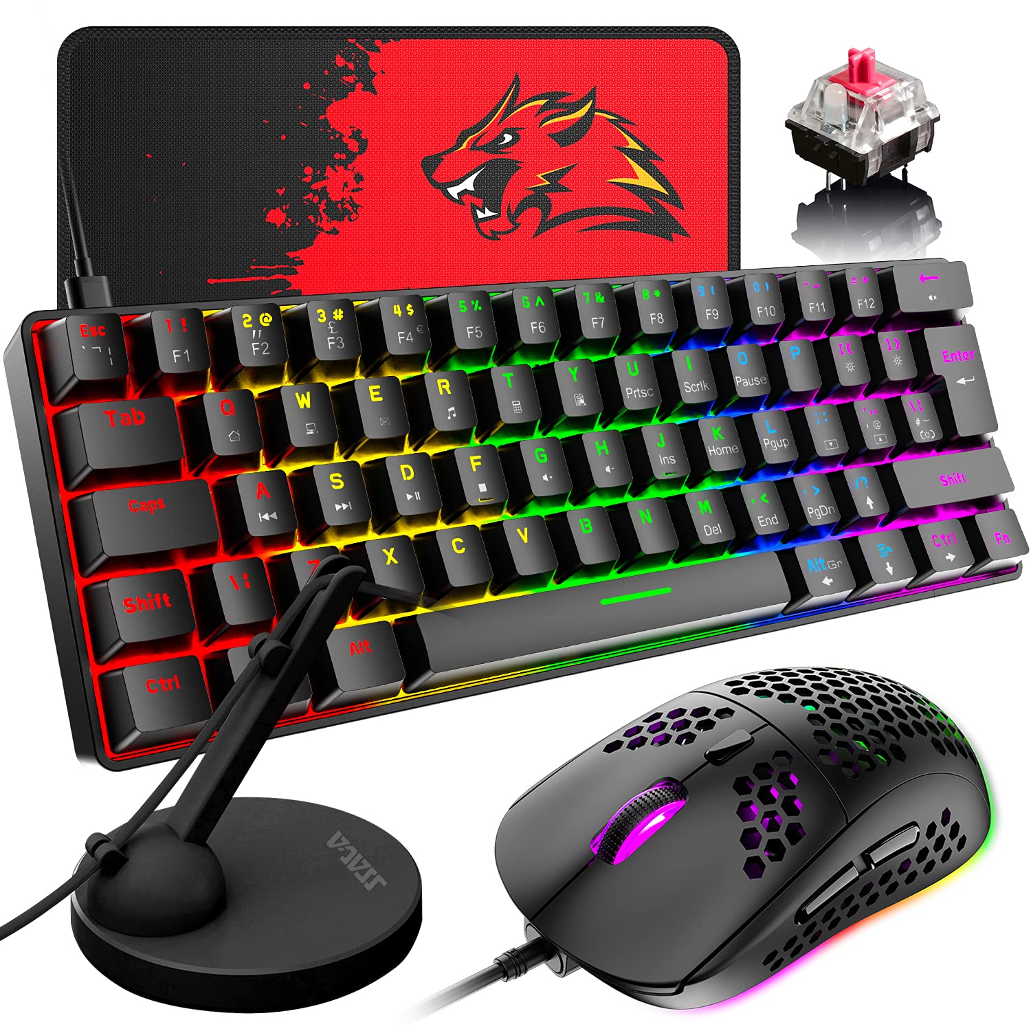 60% RGB Mechanical Gaming Keyboard & Mouse Combo with Chroma Backlight for PC/Mac Gaming