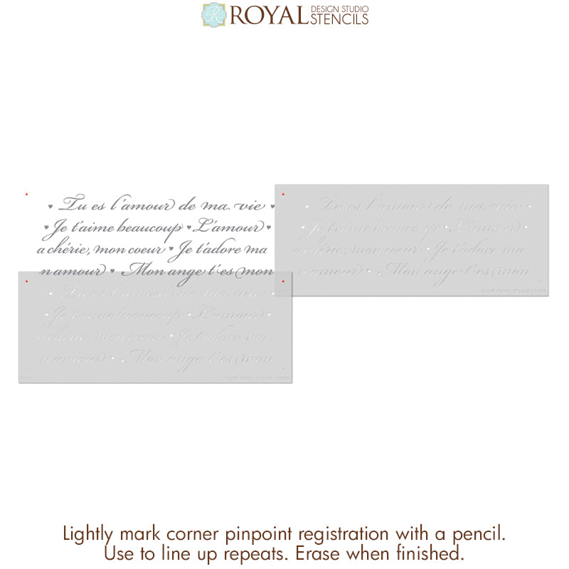 French Love Letters Furniture Stencil - Vintage Decorative Painting Template for DIY Wood Signs, Cabinets & Home Decor - Perfect for Farmhouse, Rustic & Shabby Chic Projects