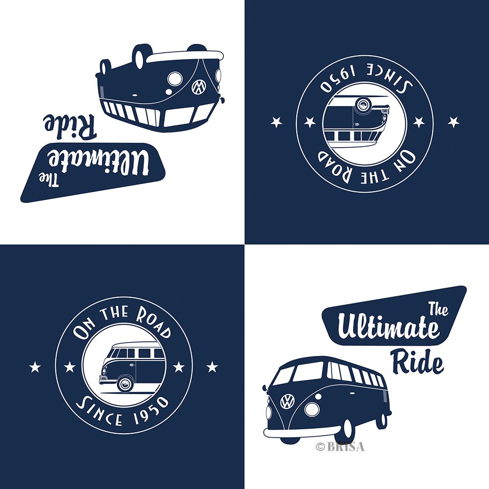 BRISA VW Collection - Premium 3-Ply White Volkswagen Napkins with Vintage T1 Bus Campervan Design | The Ultimate Ride | Perfect for Picnics, BBQs, and VW-Themed Parties