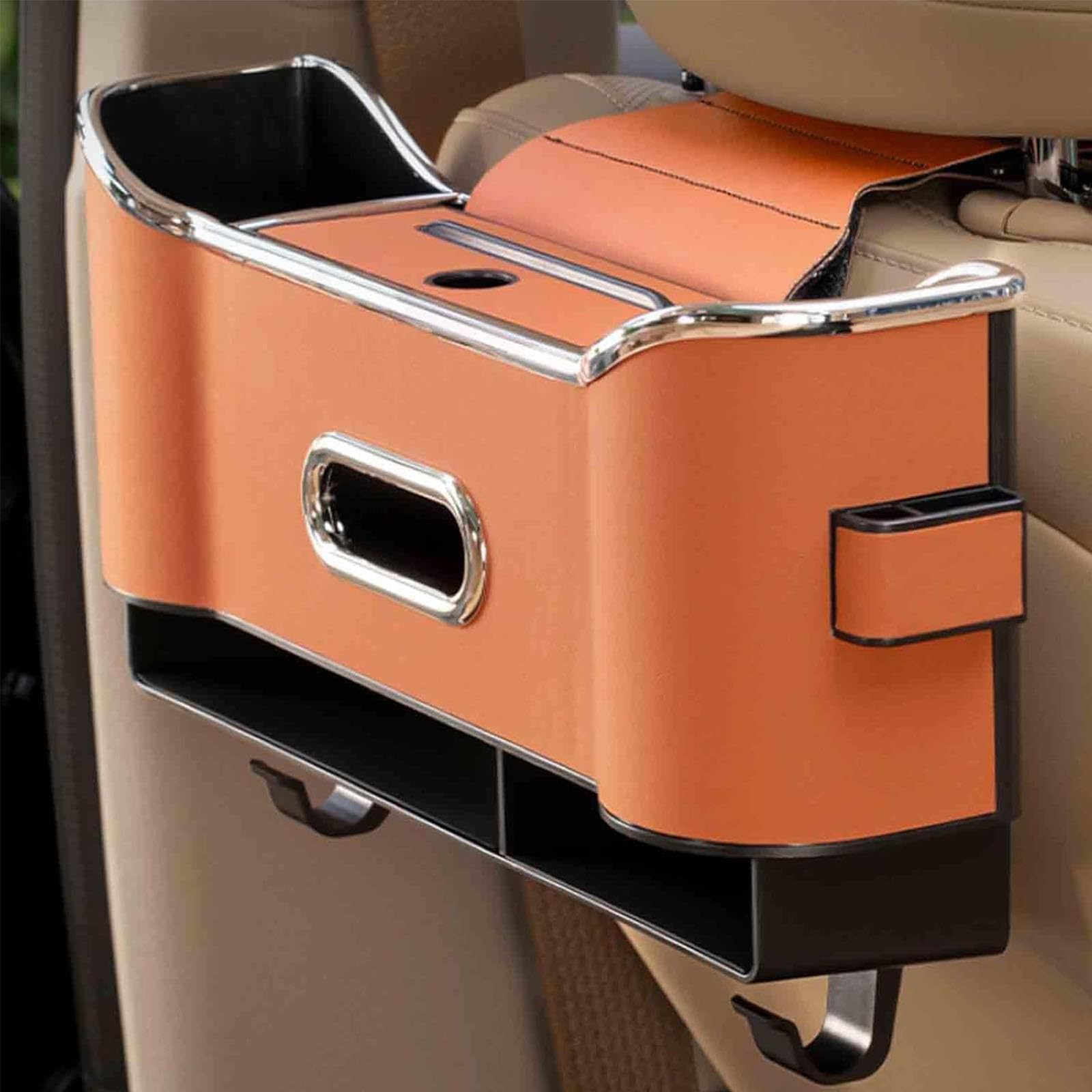 Cimario Car Seat Storage Organizer - Multifunctional Back Seat Storage Box with Car Logo, Black (1Pc) - Perfect for Road Trips, Family Travel & Keeping Your Car Neat