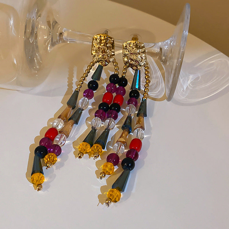 Boho Colorful Crystal Chandelier Earrings for Women | HE6477 | Elegant Dangle Earrings for Party, Wedding & Special Occasions