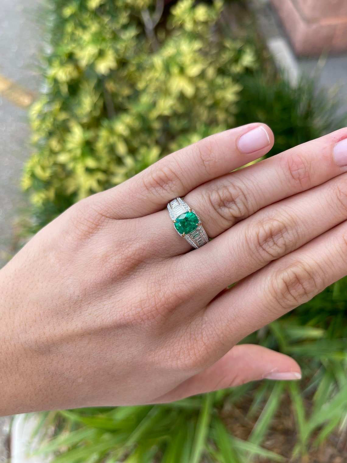 3.35tcw GIA Certified AAA+ Cushion Cut Emerald & Diamond Statement Ring in 18K Gold - Elegant Jewelry for Weddings, Anniversaries & Special Occasions