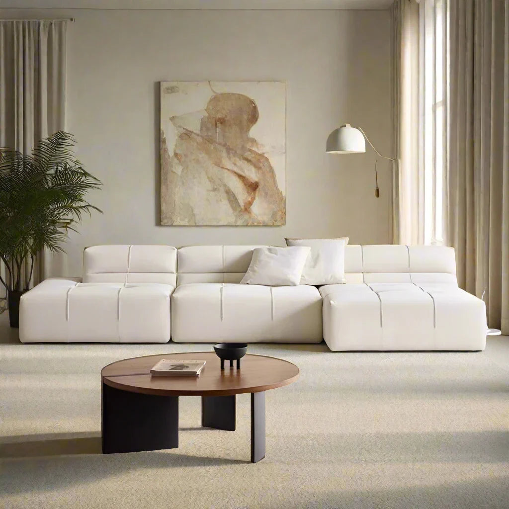 Modern Minimalist Luxury Sectional Sofa Set - Corner Couch for Living Room, Lounge & Home Theater - Soft Fabric Upholstery & Comfortable Seating