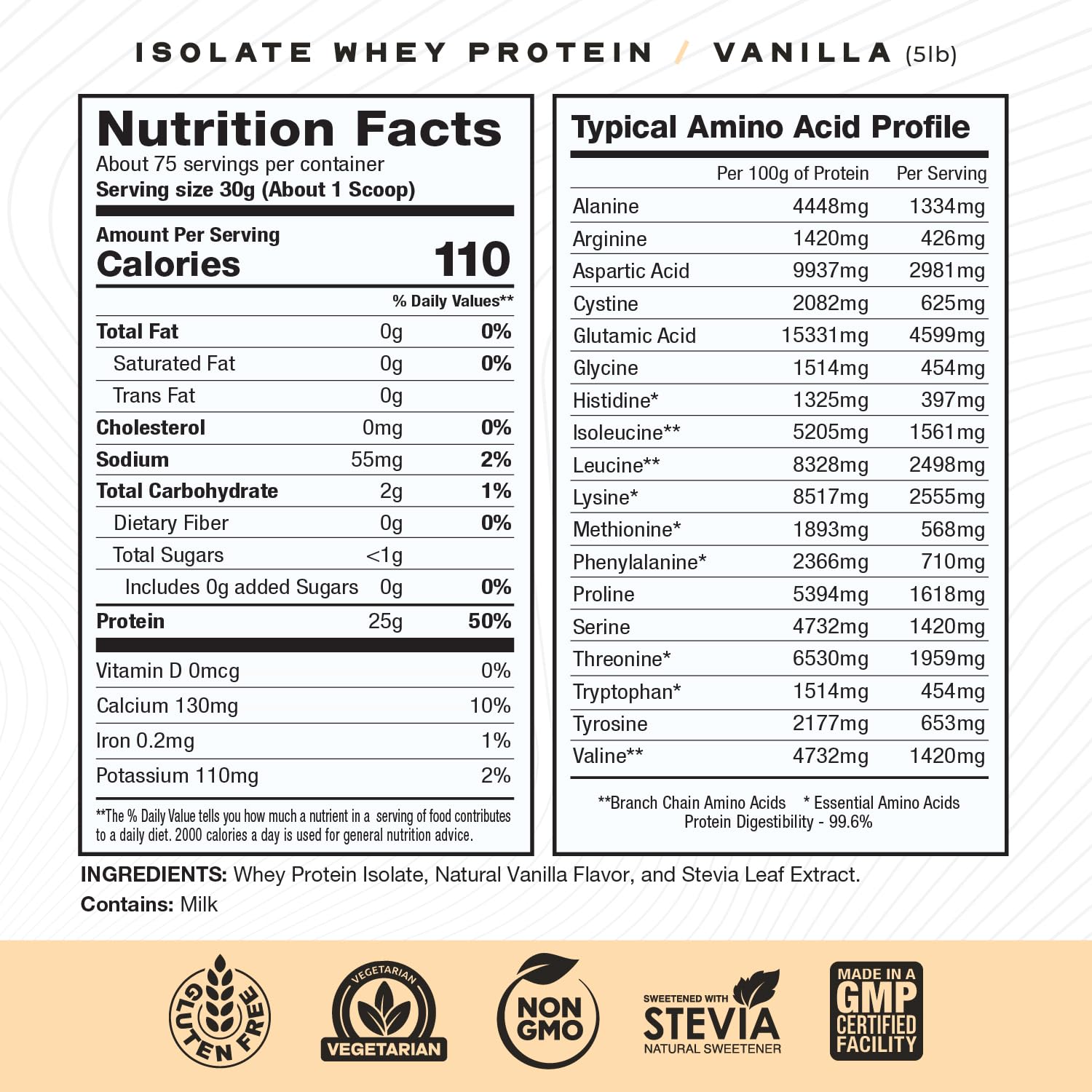 Muscle Feast Grass-Fed Whey Protein Isolate - All Natural, Hormone Free, Pasture Raised Vanilla Protein Powder (5lb) for Post-Workout Recovery & Muscle Building