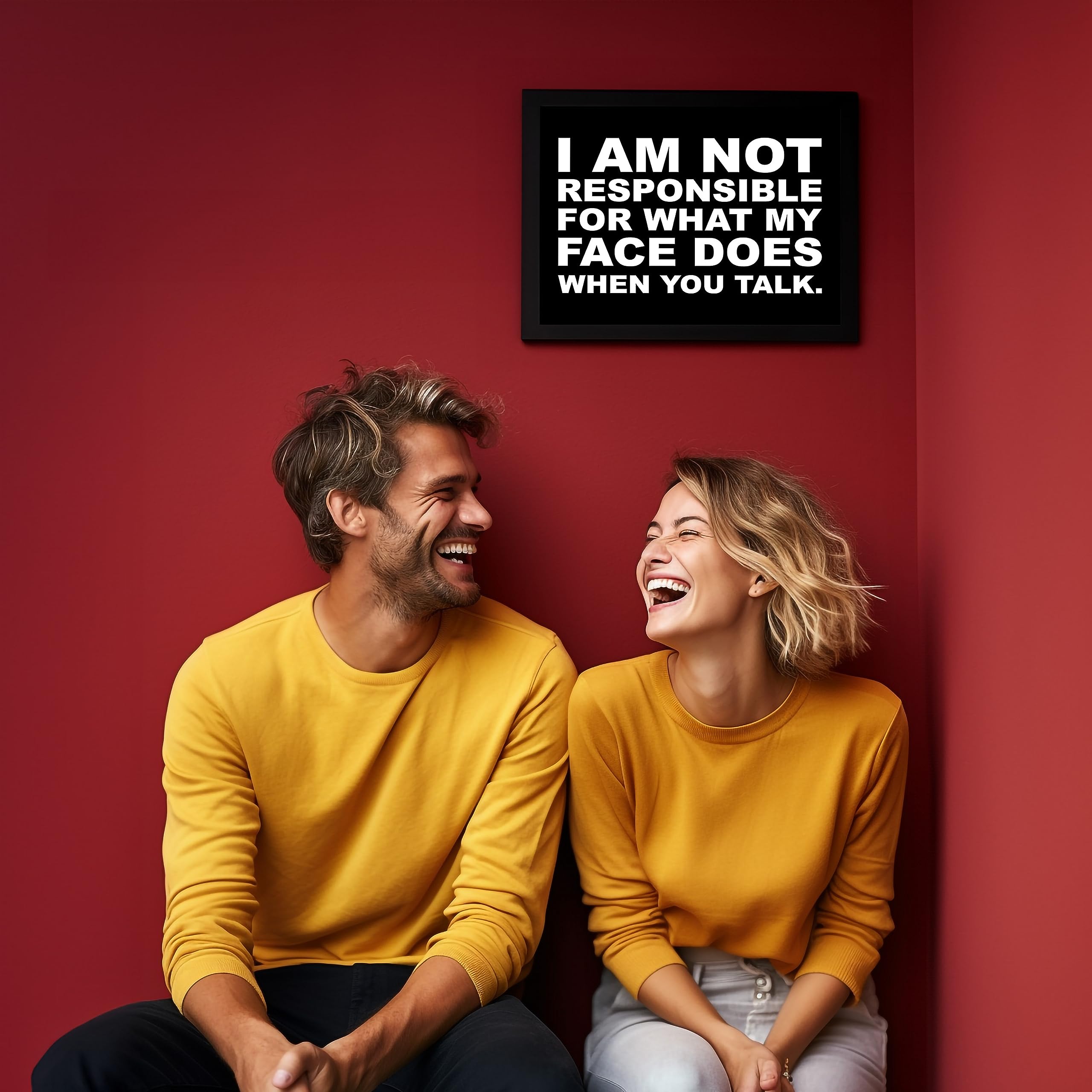 Not Responsible For My Face - Funny Sarcastic Wall Art Print, 10x8 Inches Unframed - Perfect for Home, Bedroom, Living Room, Bar & Office Decor | Great Gift Idea for Humor Lovers