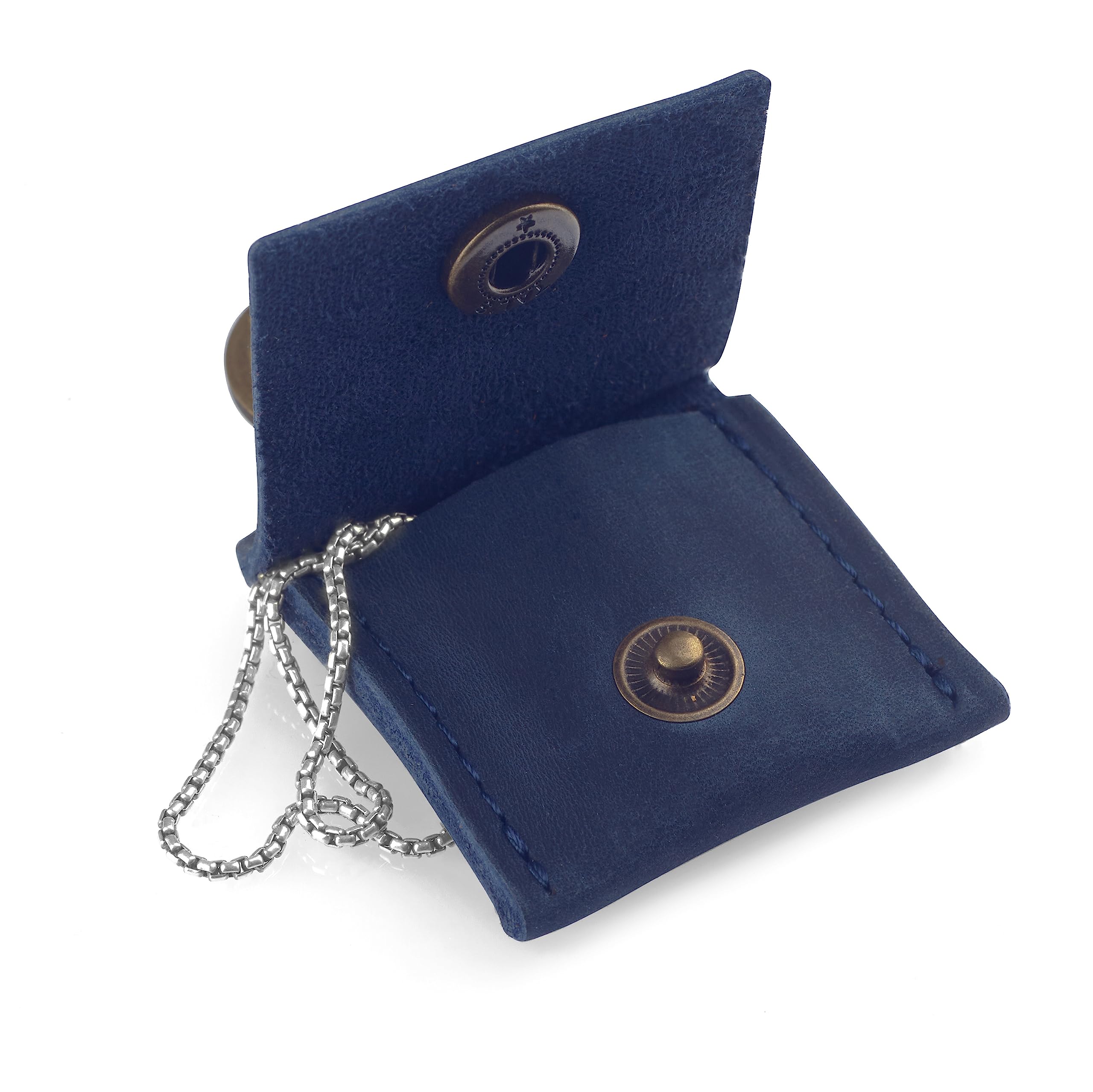 Premium Leather Keychain Ring Holder - Wedding & Engagement Ring Travel Case, Gym & Workout Ring Pouch (Blue) - Perfect for Travel, Sports & Everyday Jewelry Protection