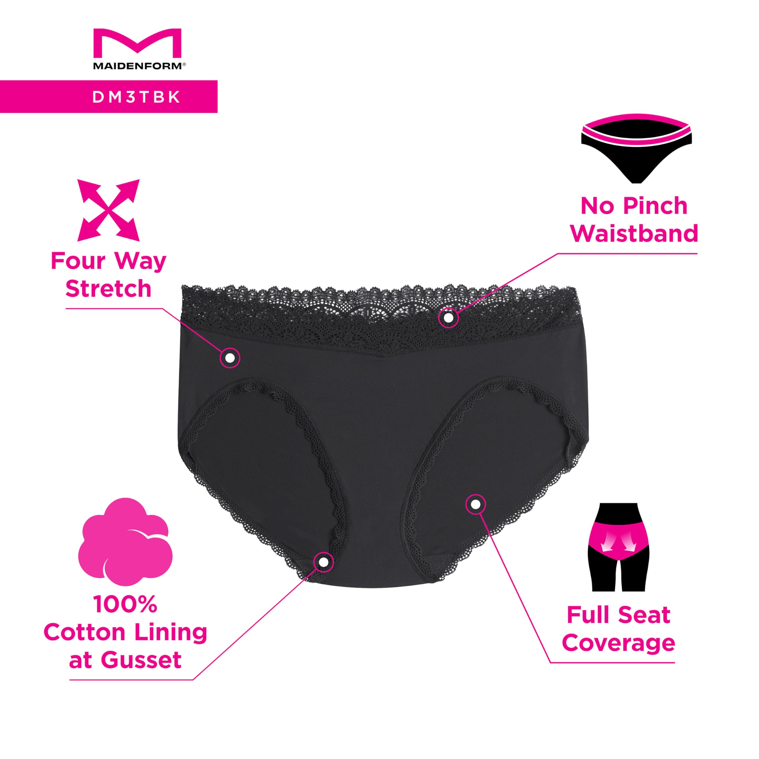 Maidenform Women's Microfiber Underwear - Soft Mid-Rise Bikini Panties 3-Pack | Comfortable Everyday Wear for Work, Travel & Lounge