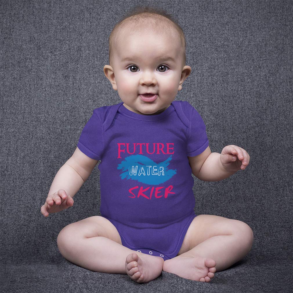 Custom Future Water Skier Baby Bodysuit - Funny Cotton Infant Clothes for Boys & Girls (12 Months, Hot Pink) - Perfect for Beach Trips, Pool Parties & Water Sports