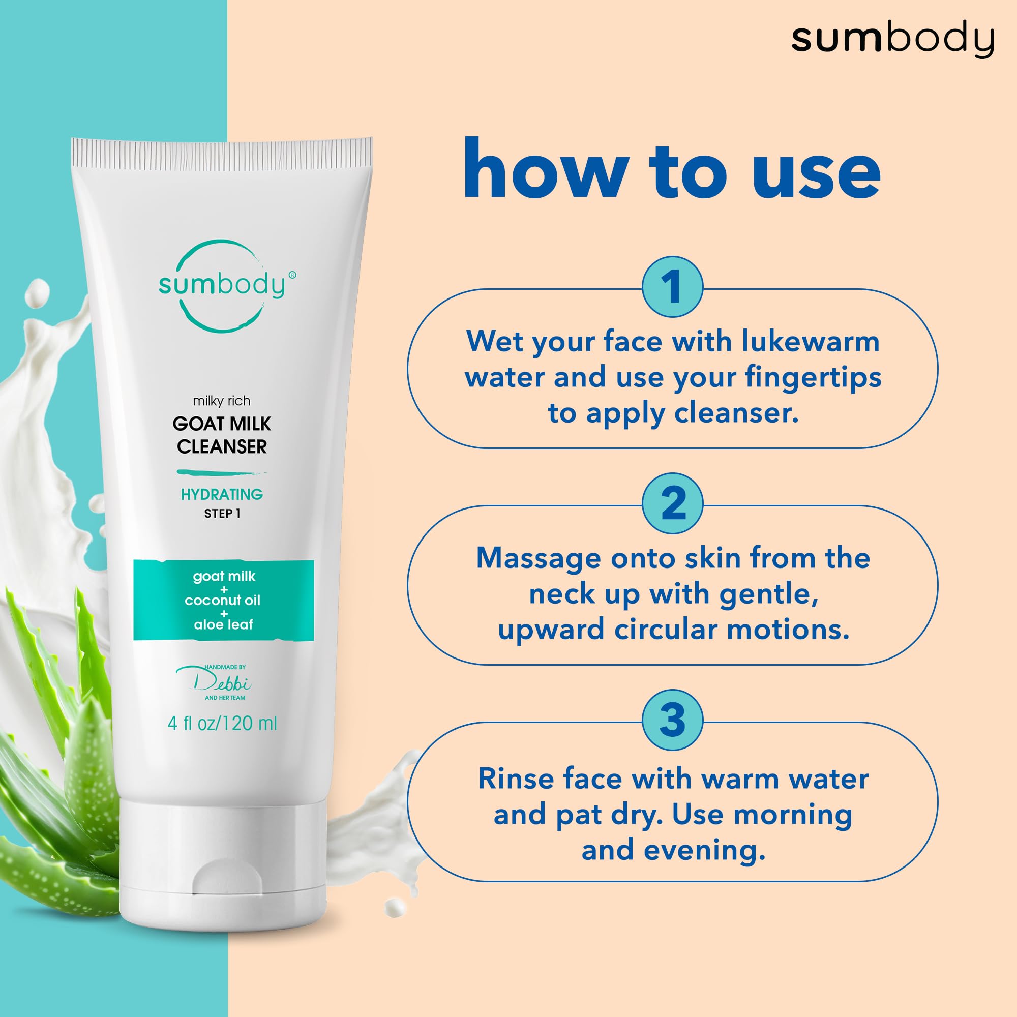 Organic Goat Milk Face Wash for Women & Men - Gentle Cleanser with AHAs & Vitamins for Sensitive & Dry Skin (4oz) | Cruelty-Free, Day & Night Use | Perfect for Daily Skincare Routine & Travel