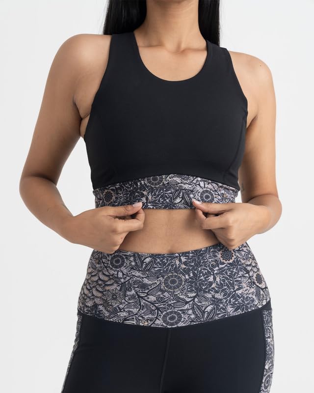 HUNNIT Women's Sports Bra & Leggings Set - 7/8 Length Squat Proof Yoga Pants with 4-Way Stretch & Round Neck Crop Top - Matching Workout Outfit for Gym, Running, Pilates & Yoga