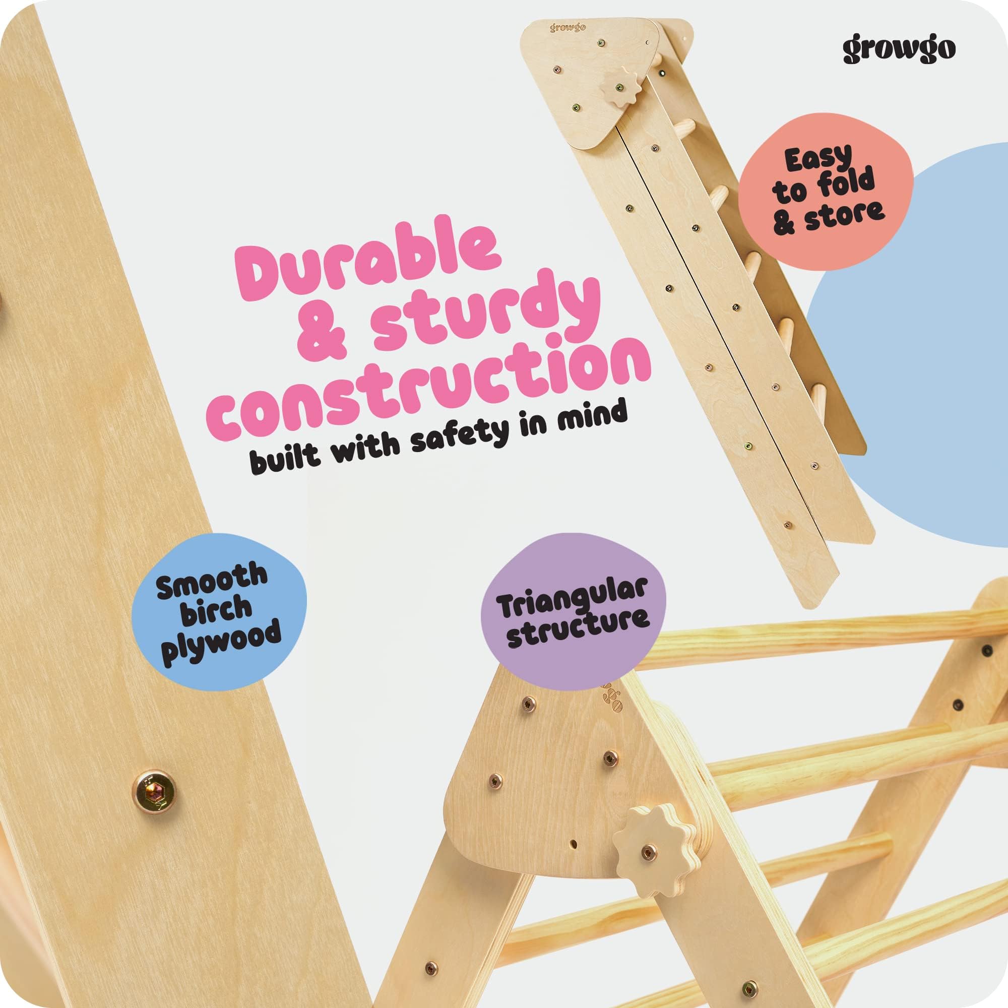 **Pikler Triangle Climber with Ramp - Montessori Wooden Climbing Toy for Toddlers, Indoor Play Gym for Kids, Safe & Sturdy Baby Climbing Set - Perfect for Home Playrooms, Daycares & Montessori Learning Spaces**