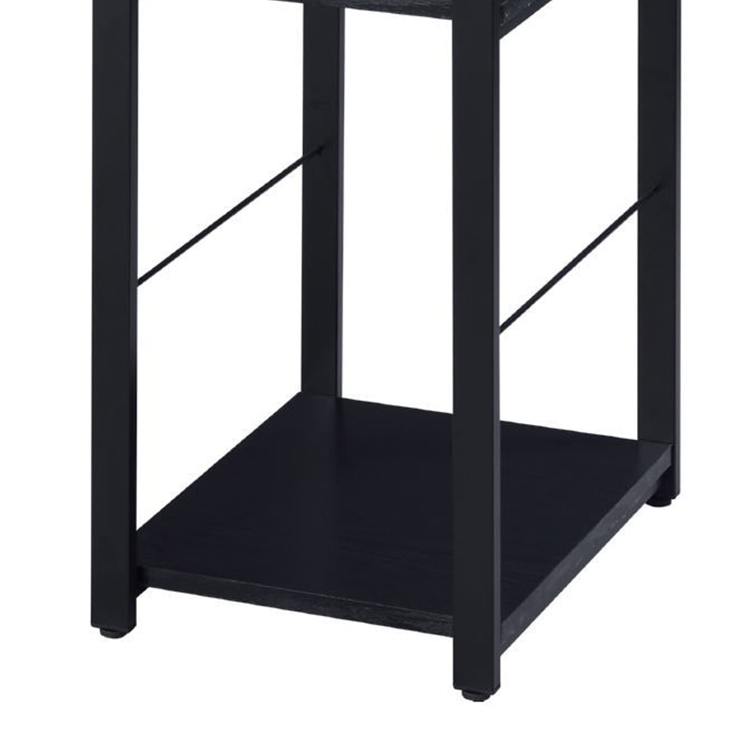 Benjara Modern Writing Desk with 2-Tier Side Shelves & Sturdy Tubular Metal Legs - Brown & Black Home Office Furniture for Small Spaces | Perfect for Remote Work, Study & Crafting