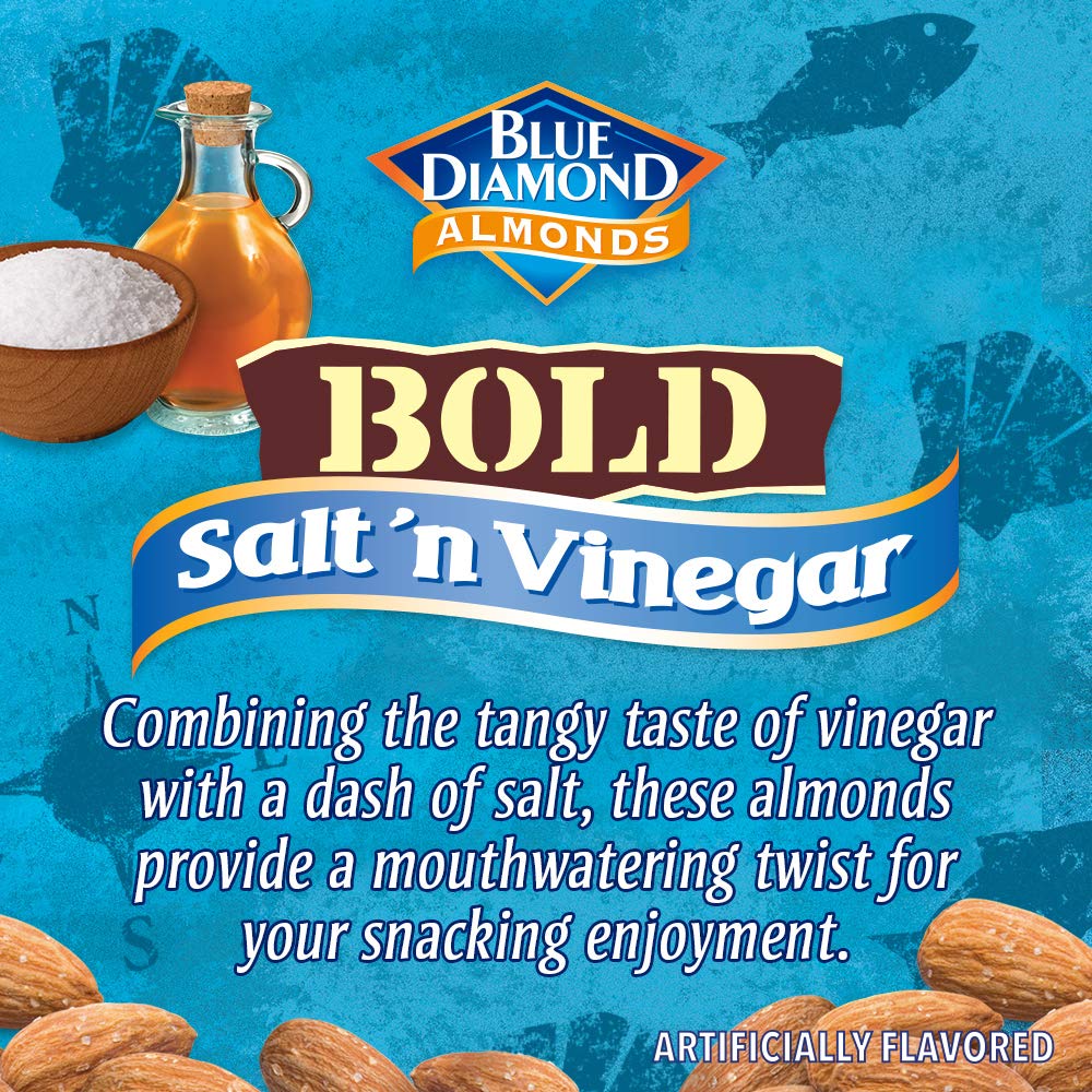 Blue Diamond Almonds Smokehouse & Salt 'N Vinegar Flavored Snack Nuts Bundle - Crunchy Protein Packed Healthy Snacks for Office, Travel & Keto Diet