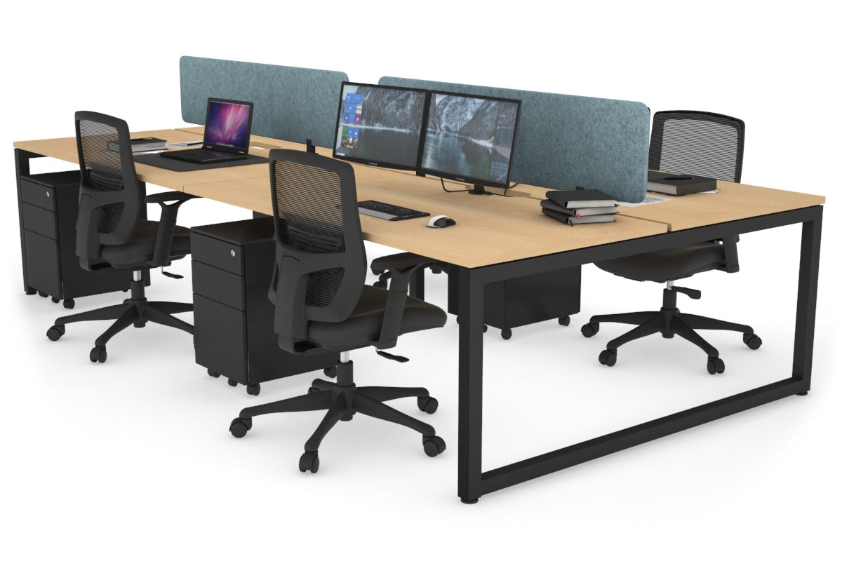 Quadro Loop Legs 4-Person Office Workstation - 1400L x 800W with Cable Management Scallop - Perfect for Collaborative Workspaces & Open Office Environments