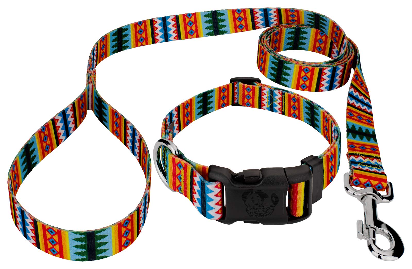 Country Brook Petz - Premium Dog Collar and Leash Set - Western Style Collection with 10 Rustic Patterns for Dogs - Perfect for Outdoor Adventures, Hiking, and Country Walks