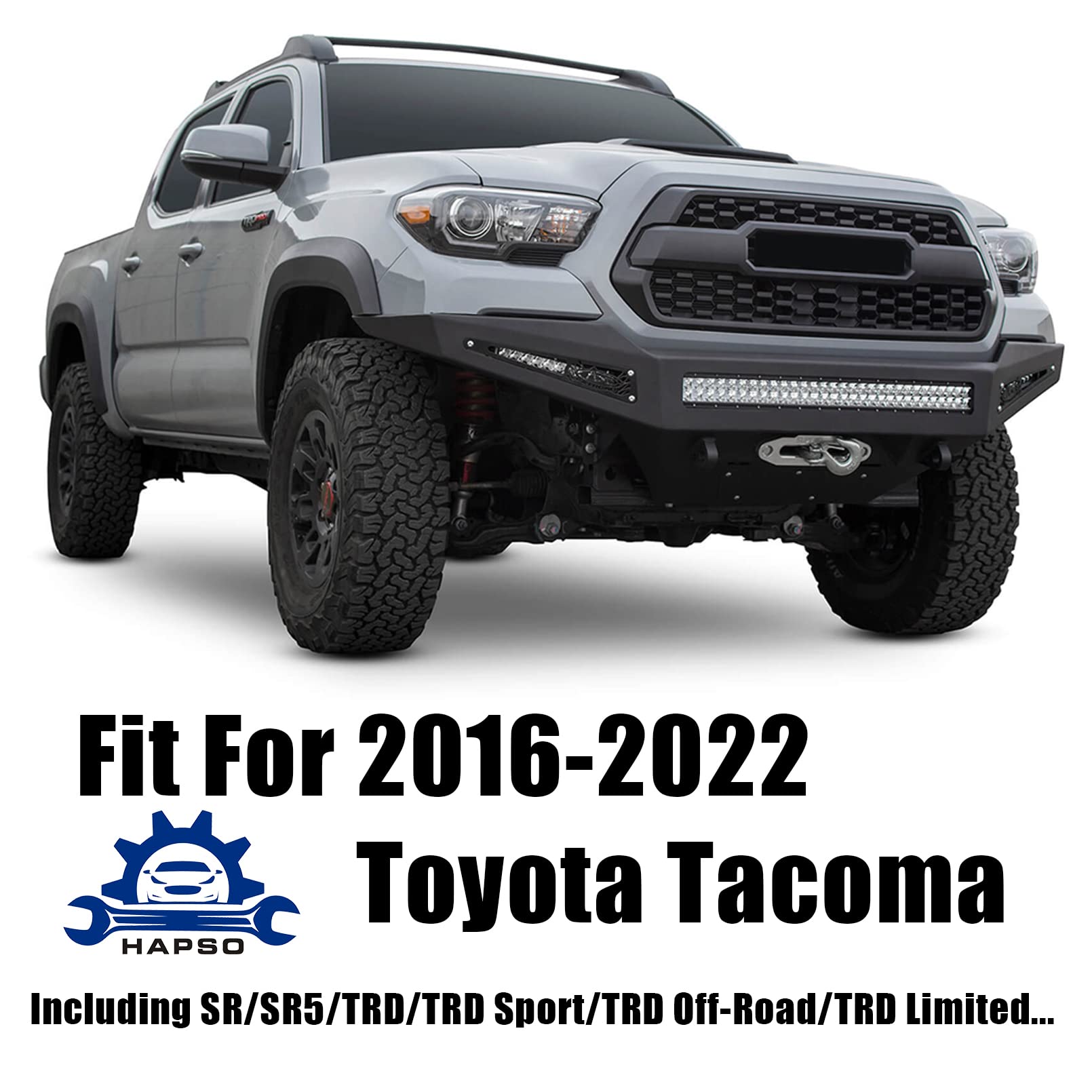 2016-2022 Toyota Tacoma Front Bumper Grille Hood Grill - Matte Black Hollow Mesh Design with Accessories | Off-Road Upgrade & Custom Styling for Pickup Trucks