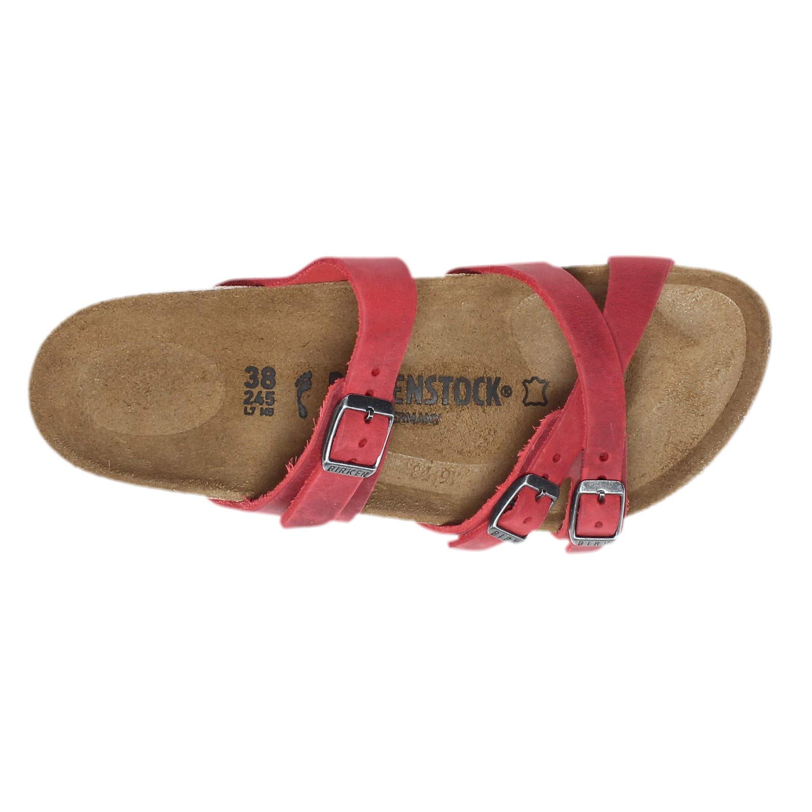 Birkenstock Women's Franca Sandals - Oiled Leather in Fire Red, Size 42 (US 11) | Comfortable Slip-On Shoes for Beach, Vacation & Casual Wear