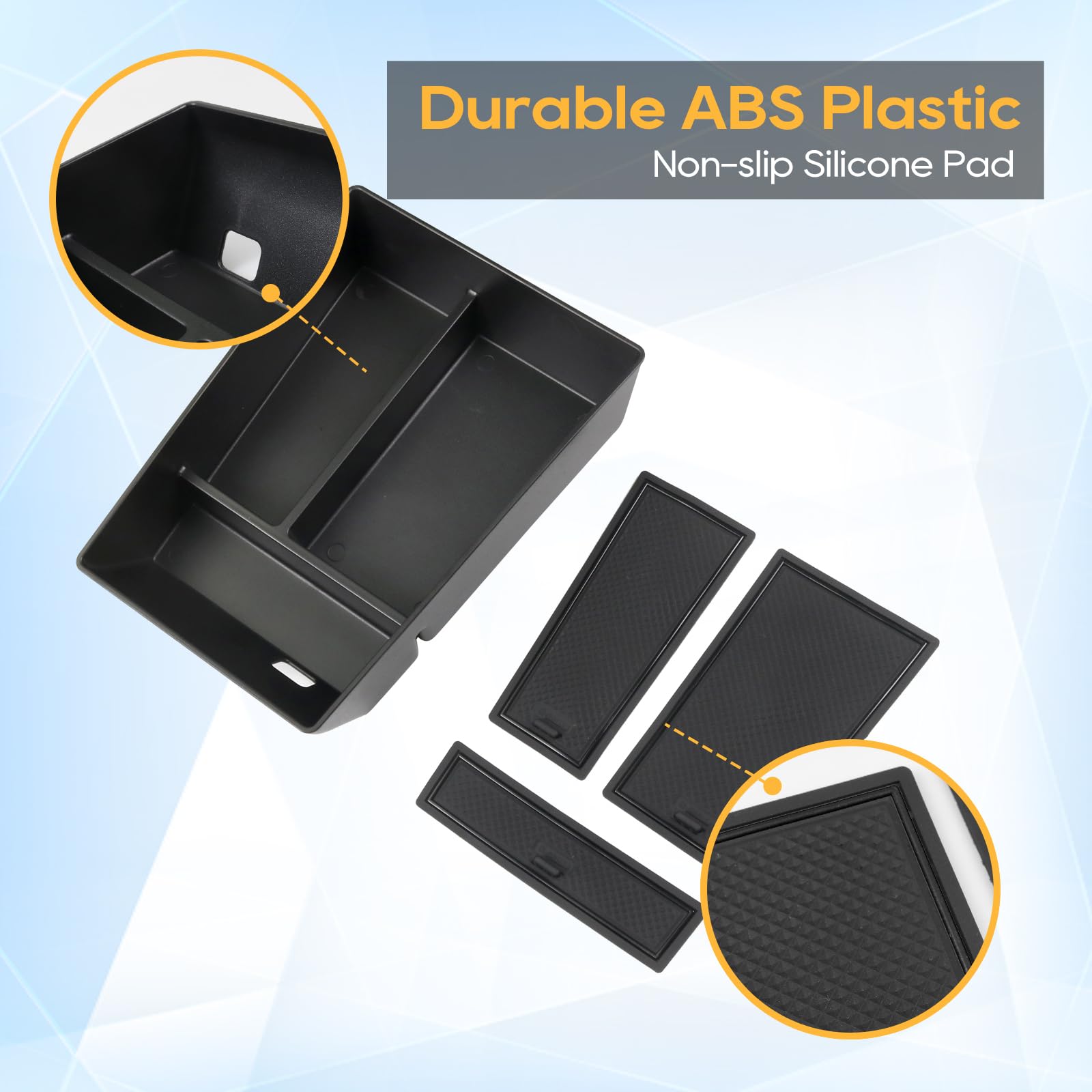 2023-2025 BMW X5 G05 X6 G06 X7 G07 Center Console Organizer Tray - Premium Armrest Storage Box with Coin & Sunglasses Holder Insert (Black Type B) | Perfect for Road Trips & Daily Commute Organization