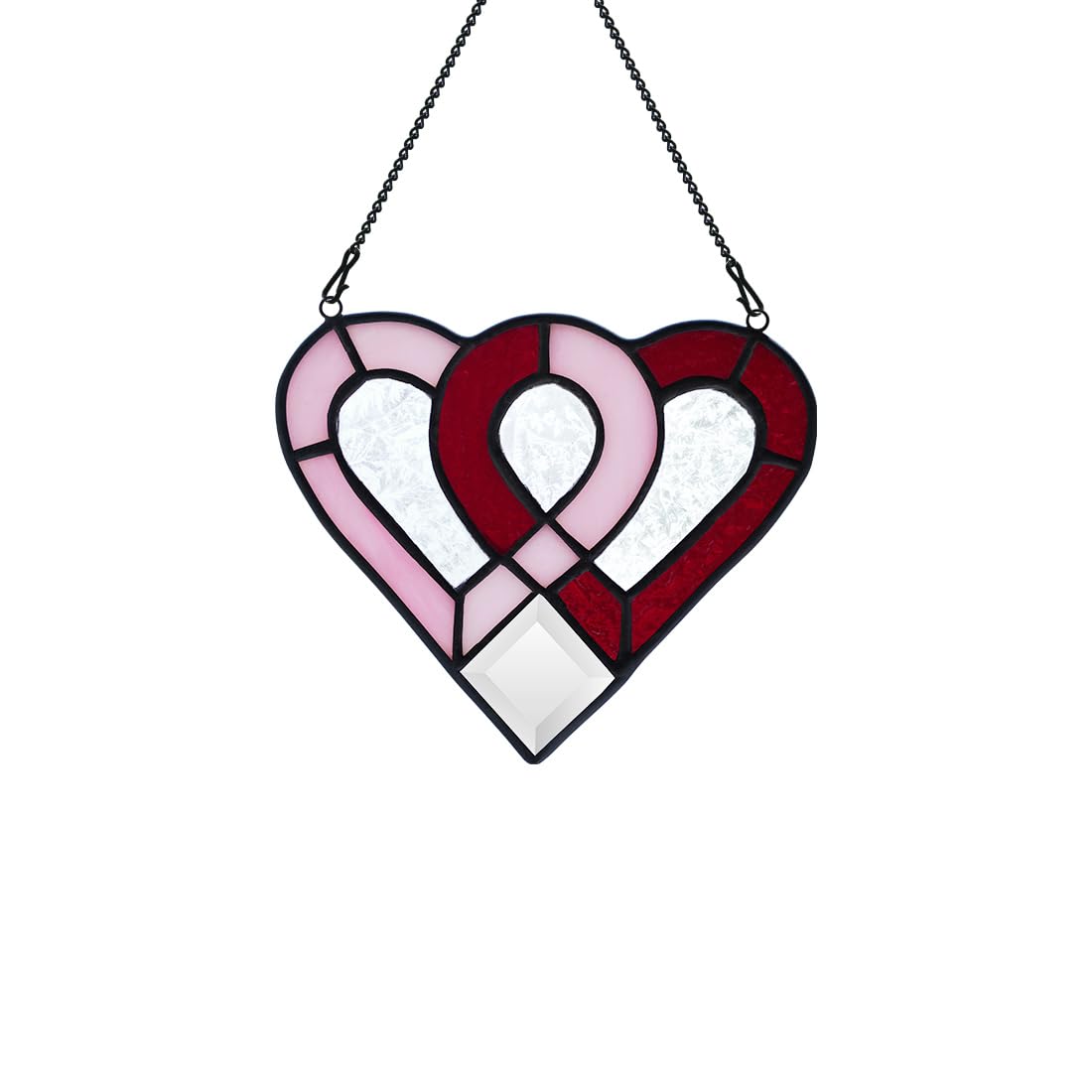 Heart Decor Stained Glass Suncatcher, Red Heart Window Hangings, Unique Gifts for Women, Mom, Grandma, Housewarming, Birthday, Valentine's Day, Perfect for Home Decor, Living Room, Bedroom, Office