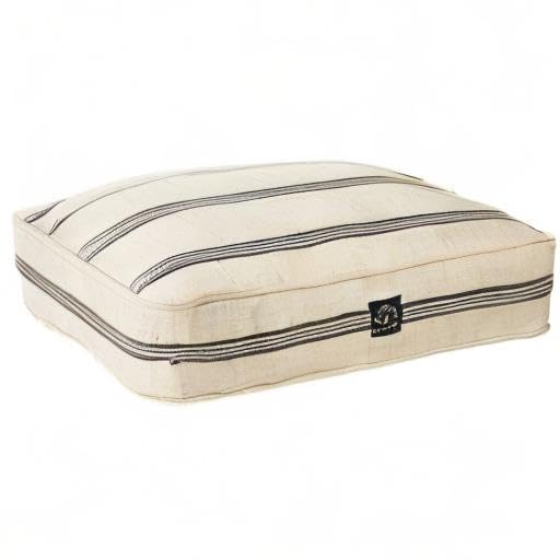 Harry Barker Grain Sack Dog Bed - Medium Size, Black - Comfortable & Durable Pet Bed for Dogs & Cats - Perfect for Living Room, Bedroom, or Crate Use