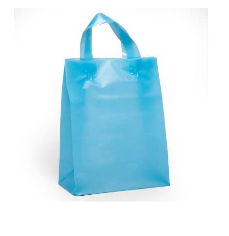 Light Blue Frosted Plastic Bags with Handles - Pack of 250 | 10