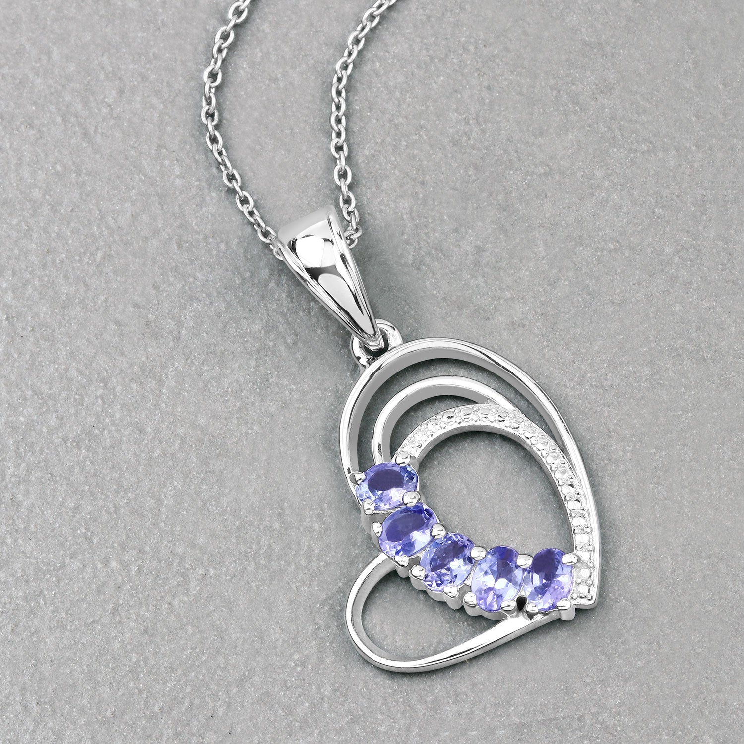 Genuine Tanzanite Heart Pendant Necklace - 925 Sterling Silver Jewelry for Women - Perfect Gift for Valentine's Day, Anniversary & Special Occasions