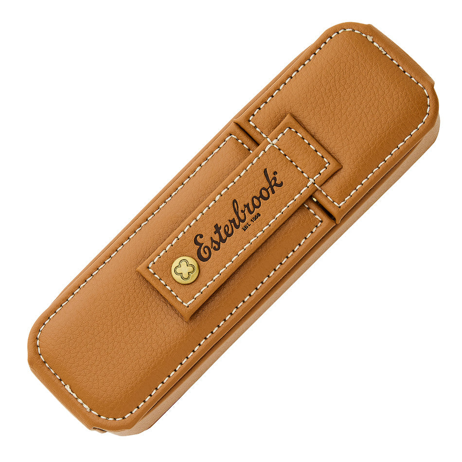 Esterbrook Nook Double Pen Holder - Premium British Tan Leather - Perfect for Office, Writing Desk & Gift for Writers