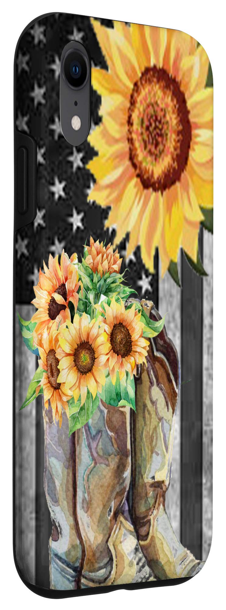 iPhone XR Case - Cowgirl Sunflower & USA Flag Design - Durable Protective Phone Cover for Women - Perfect for Country Music Festivals, Rodeos & Western Lifestyle
