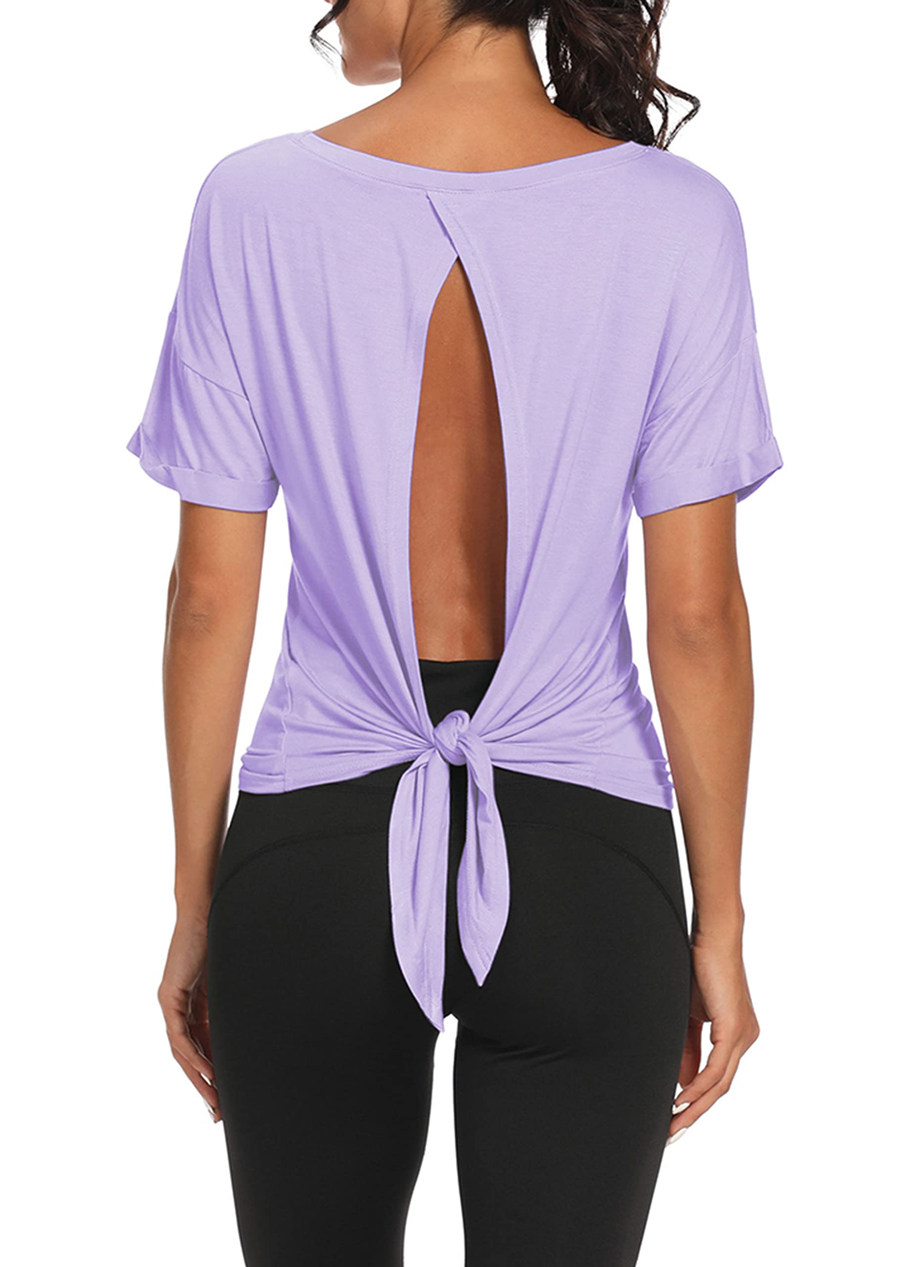 Bestisun Women's Open Back Workout Tops - Gym Athletic Muscle Tank Shirts with Tie Back Design | Perfect for Yoga, Running & Fitness Training