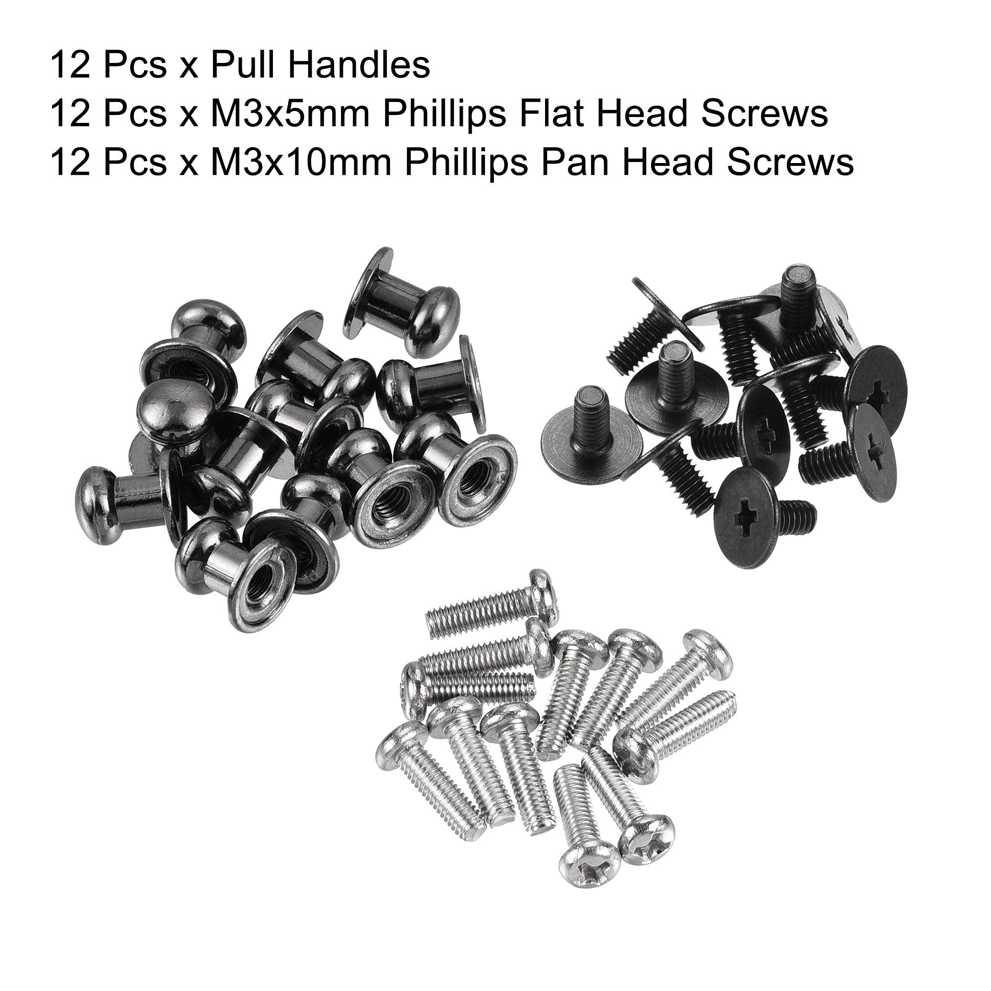 uxcell 6mm Black Zinc Alloy Round Knobs (12pcs) - Drawer Pulls & Cabinet Handles for Home Decor