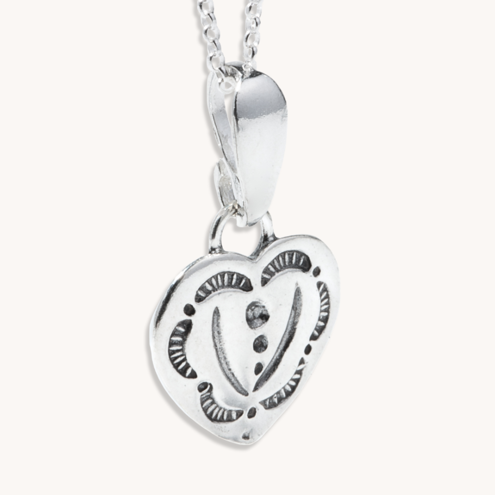 Stamp Dancer Heart Concho Necklace - Western Style Silver Pendant for Women | Perfect for Cowgirl Fashion, Country Concerts & Boho Jewelry Collection