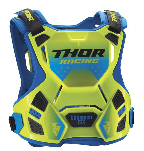 Thor Guardian MX Chest Protector - Flo Green & Blue - Size XL & 2XL for Motocross, ATV & Off-Road Riding Safety Gear