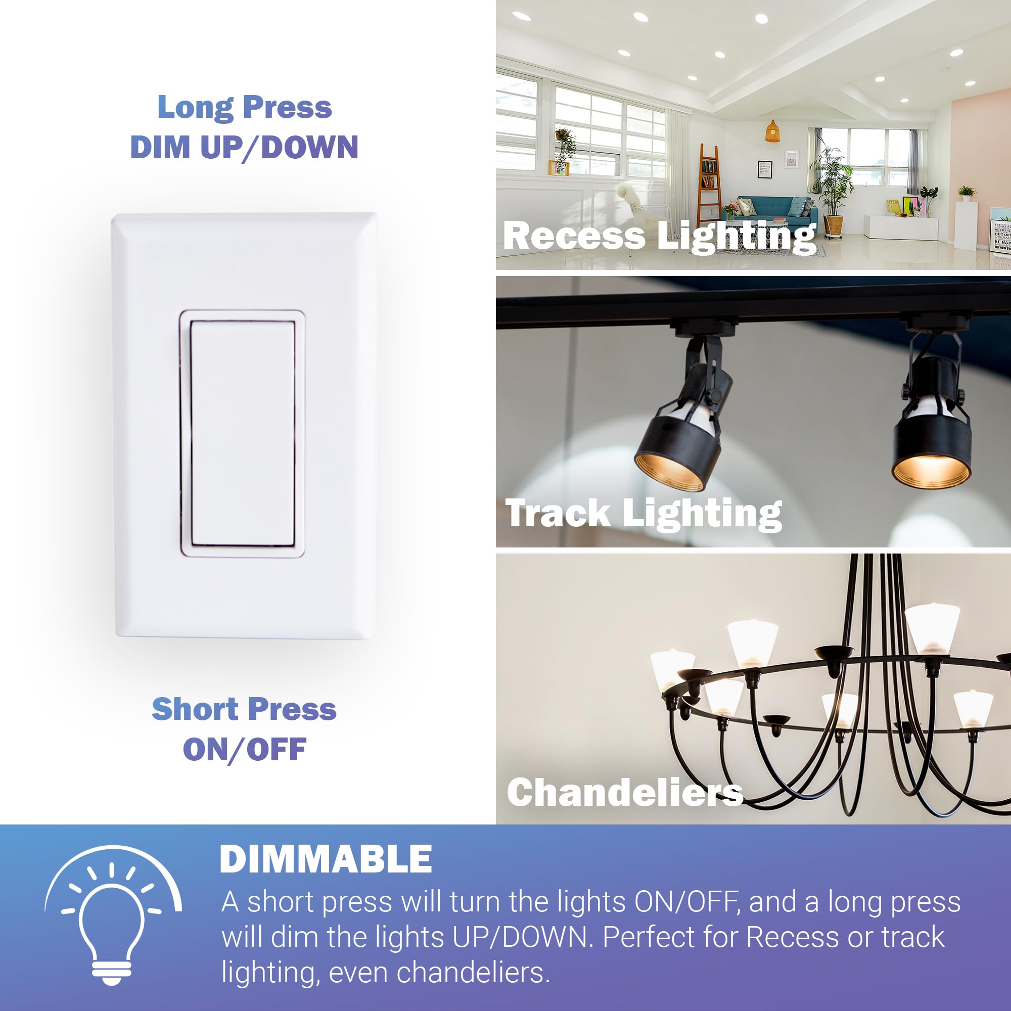 RunLessWire Self-Powered Wireless Light Switch Kit - No Wiring, Batteries or WiFi Needed - DIY Remote Control 3-Way Dimmer with 1 Receiver & 2 Switches - Black - Perfect for Bedrooms, Living Rooms & Smart Home Automation
