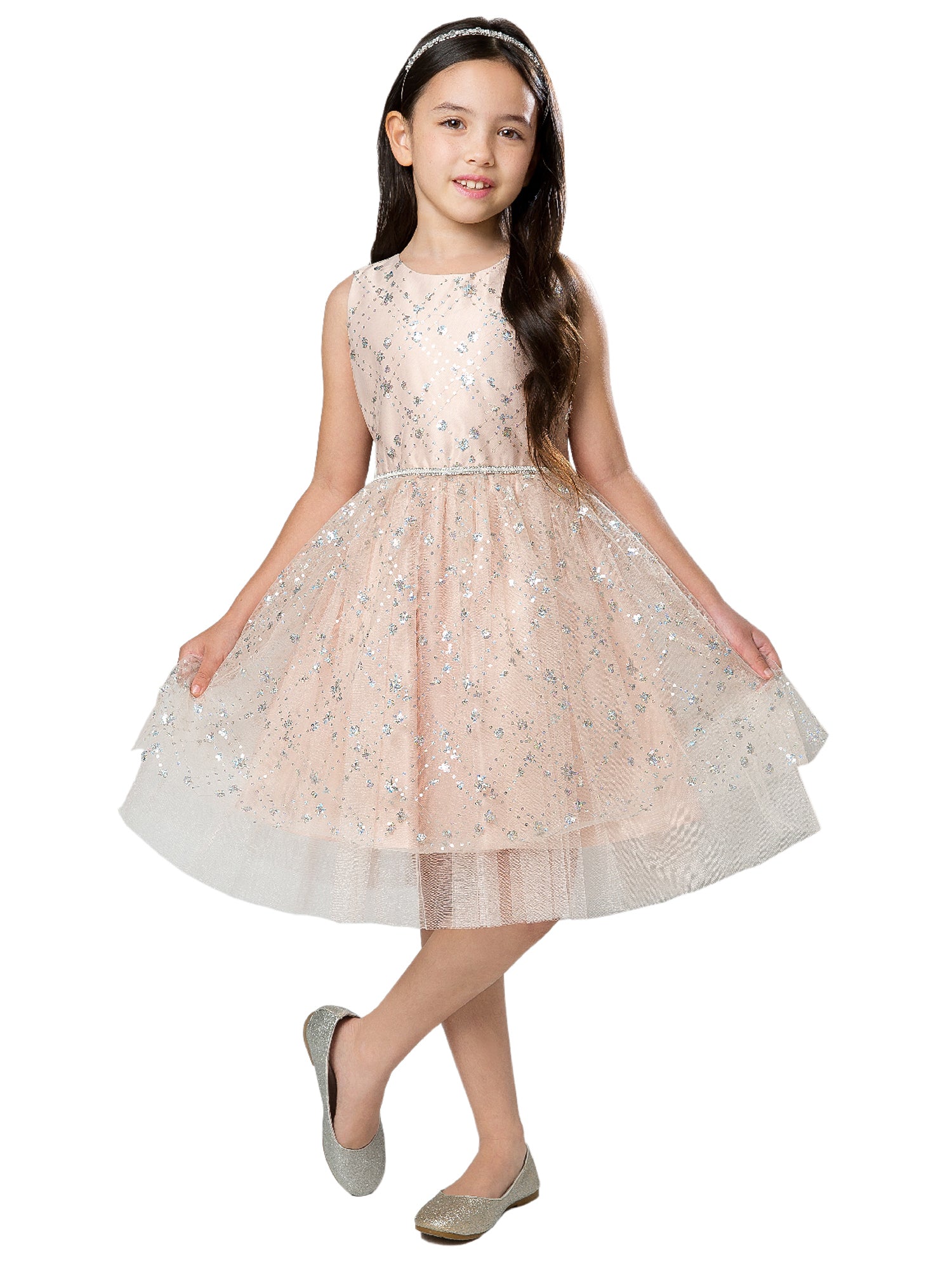 Sparkling Diamond Sequin Crystal Tulle Junior Bridesmaid Dress for Big Girls - Size 7-12 | Perfect for Weddings, Prom, Pageants & Special Occasions