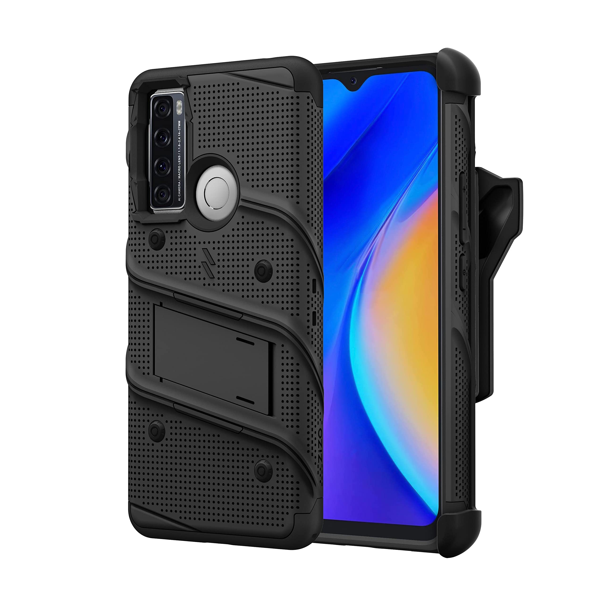 TCL 20 XE Case with Screen Protector & Kickstand - Black for Outdoor Protection