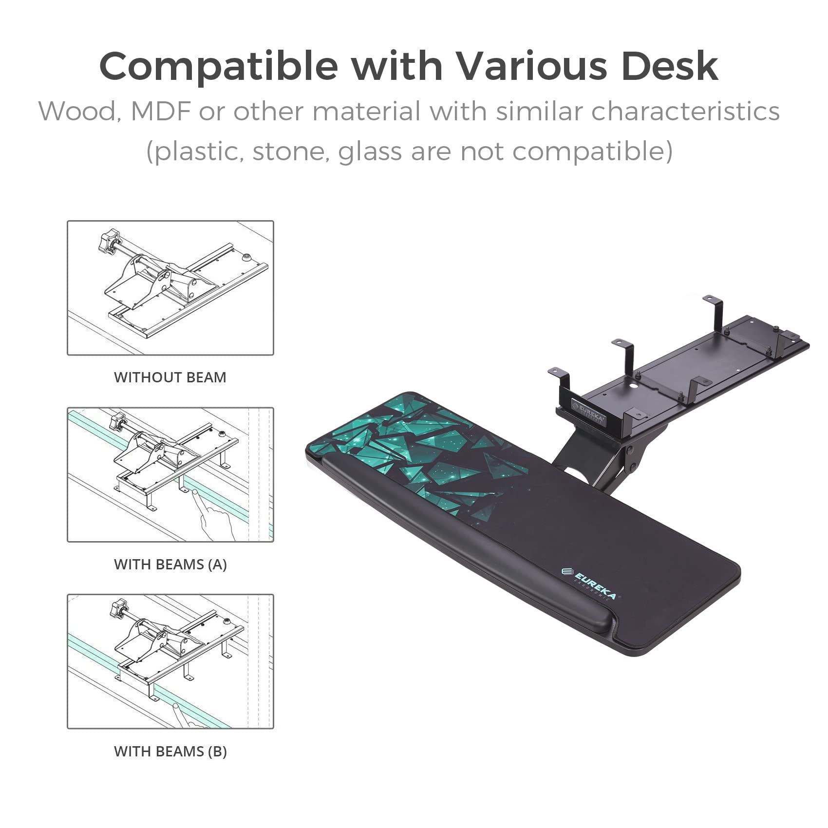 EUREKA ERGONOMIC 60 Inch Curved Gaming Desk with Large Adjustable Keyboard Tray - Perfect for PC Gaming, Streaming & Home Office Setup