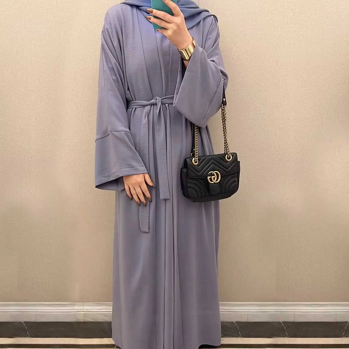 12 Color Options 2-Piece Abaya Dress Set for Muslim Women - Modest Islamic Prayer Outfit with Outer Abaya & Inner Dress - Perfect for Eid, Ramadan, Mosque & Special Occasions