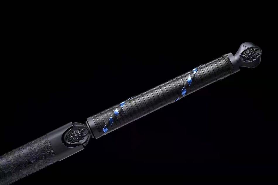 Hand Forged Wushu Sword - Sharp Blue Manganese Steel Kung Fu Saber with Tiger Head Design | Durable Martial Arts Training Weapon for Kung Fu Practice, Cosplay & Collection