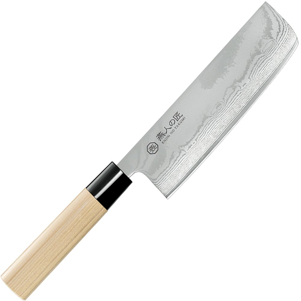 Premium Yokoyama ETW-2001 Tsubame No Takumi Damascus Nakiri Knife - 6.5 Inch (165mm) Japanese Vegetable Knife for Professional Chefs & Home Cooking - Perfect for Slicing, Dicing & Chopping Vegetables