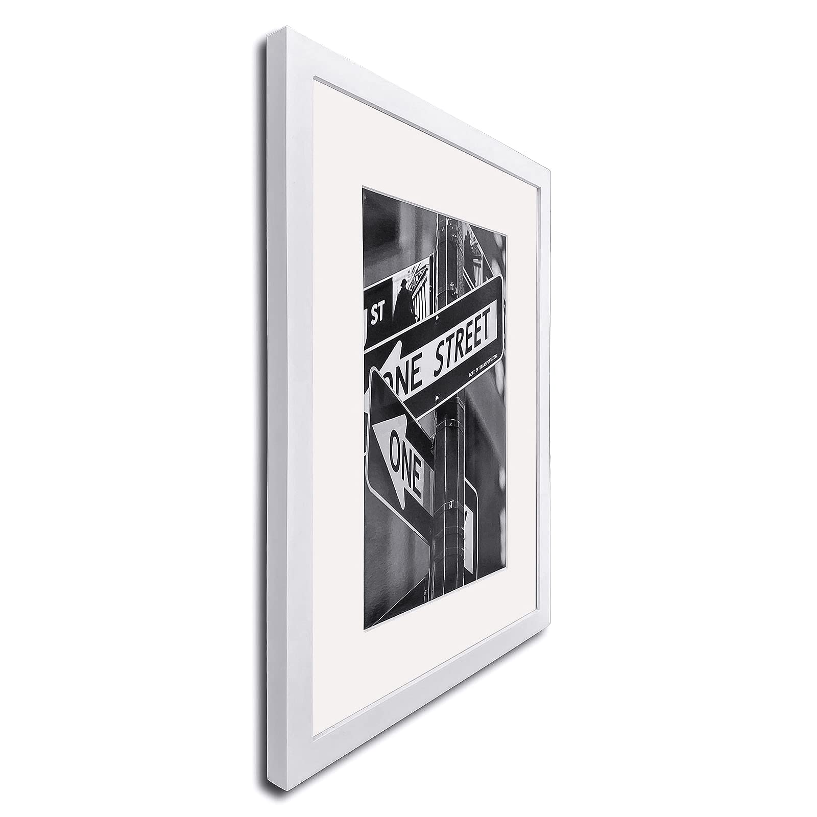 The Display Guys - 4-Pack Minimalist White Wooden Picture Frames with Tempered Glass - 12x16 Mat to 8x12 - Wall Mount Photo Display for Home, Office & Gallery Decor