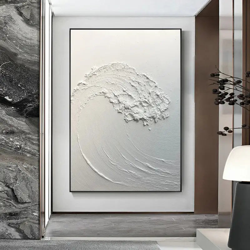 White Minimalist Textured Painting Canvas #MM039 - Abstract Wall Art for Modern Home & Office Decor