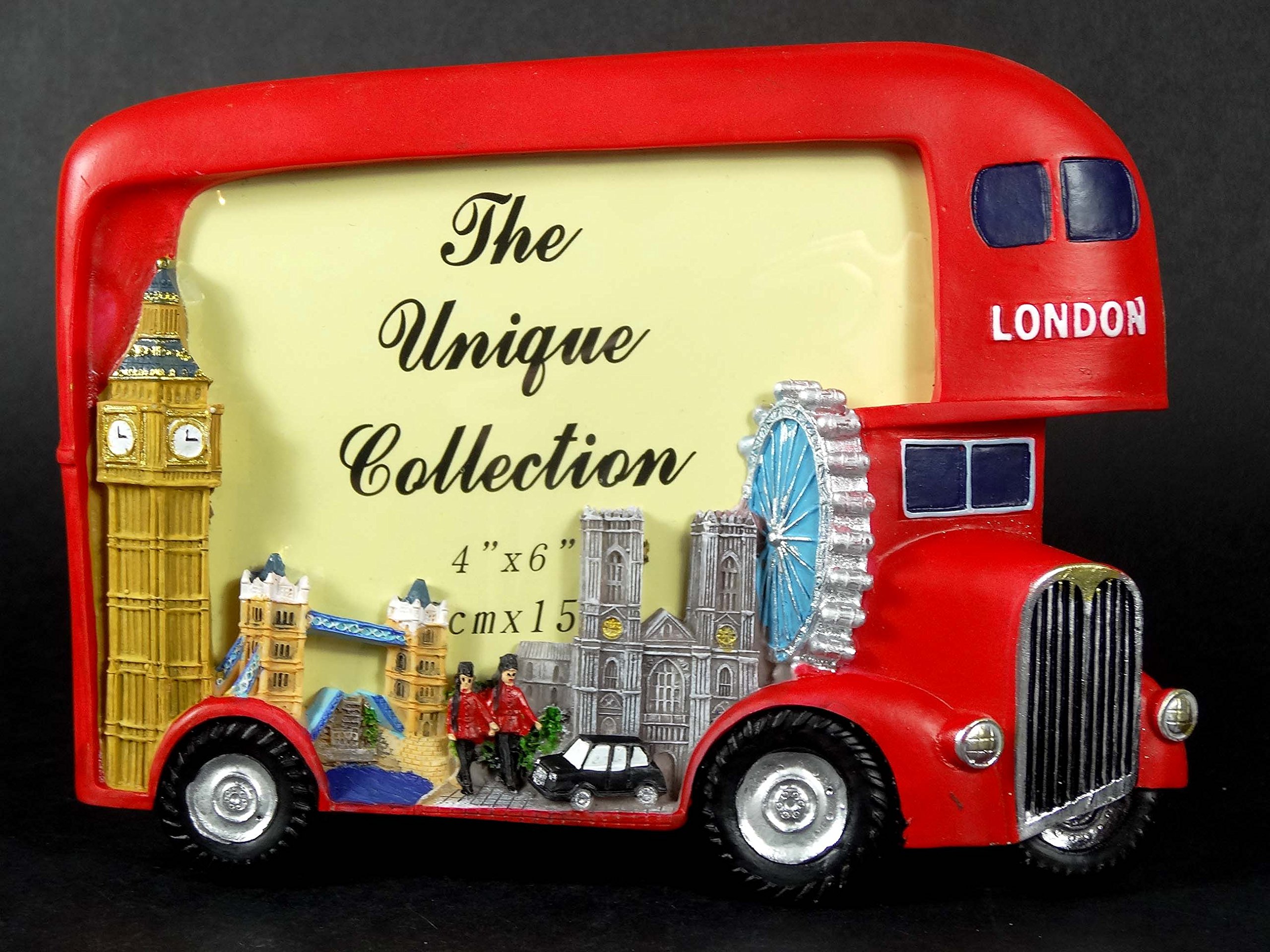 London Big Red Bus & Skyline Hand-Painted Picture Frame - Unique London Souvenir Gift for Travel Memories | Perfect for Home Decor, Office Display & British-Themed Gifts