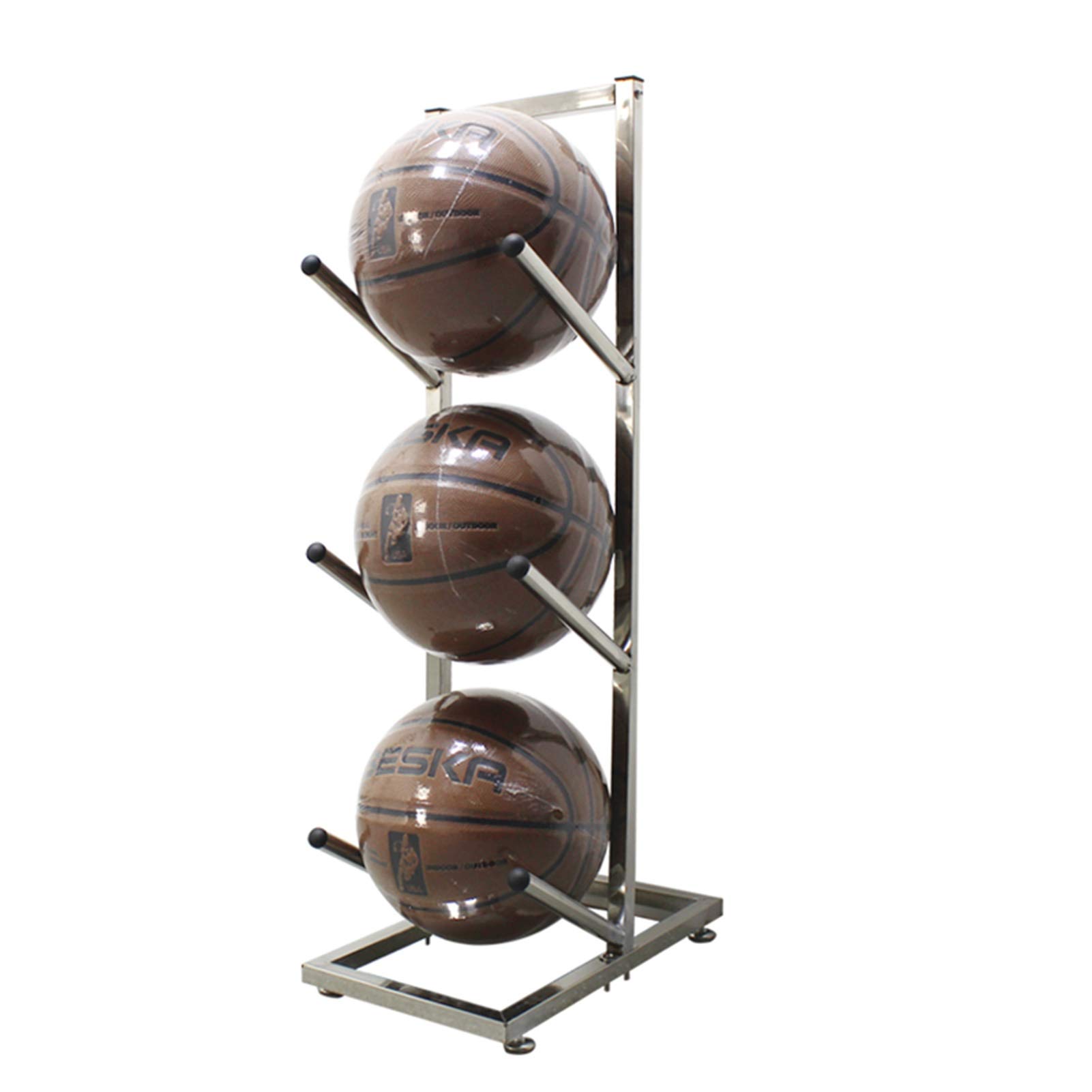 LLFF 3-Tier Basketball Storage Rack - Vertical Sports Equipment Organizer for Indoor Use - Removable Ball Display Stand for Basketballs, Soccer Balls & Volleyballs - Perfect for Garage, Playroom, or Gym Organization