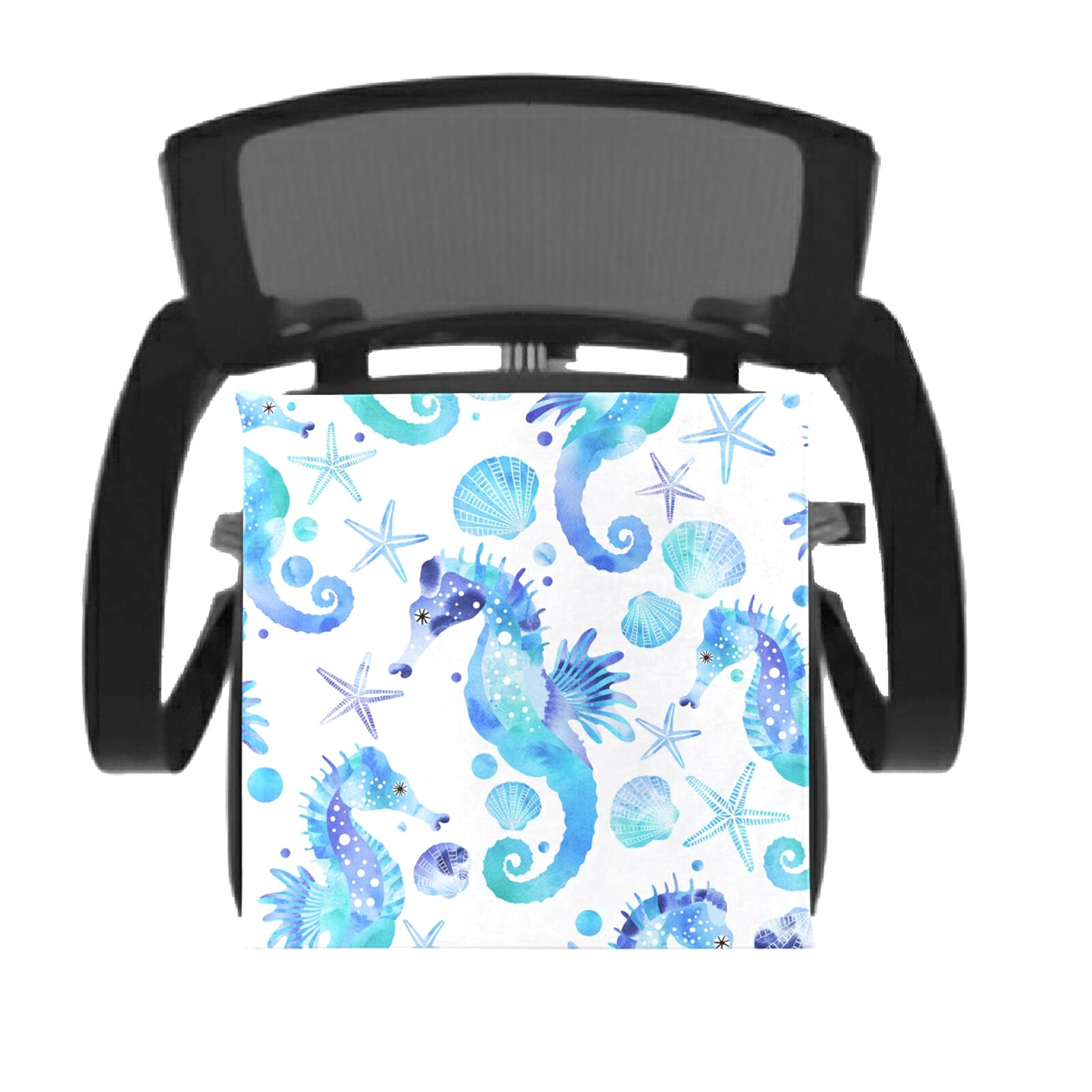 Watercolor Seahorse & Starfish Memory Foam Chair Cushion - Washable Comfort Seat Pad for Dining, Kitchen & Office Chairs | Home Decor & Back Support