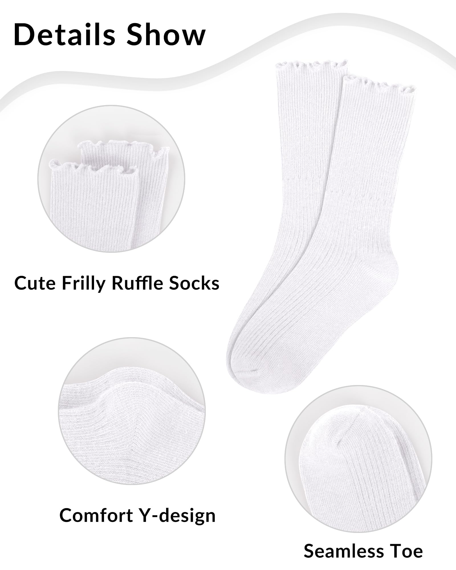Witwot Girls' Ruffle Socks - Cute Turn Cuff Dress Socks for Toddlers & Kids - Perfect for School Uniforms, Parties & Special Occasions