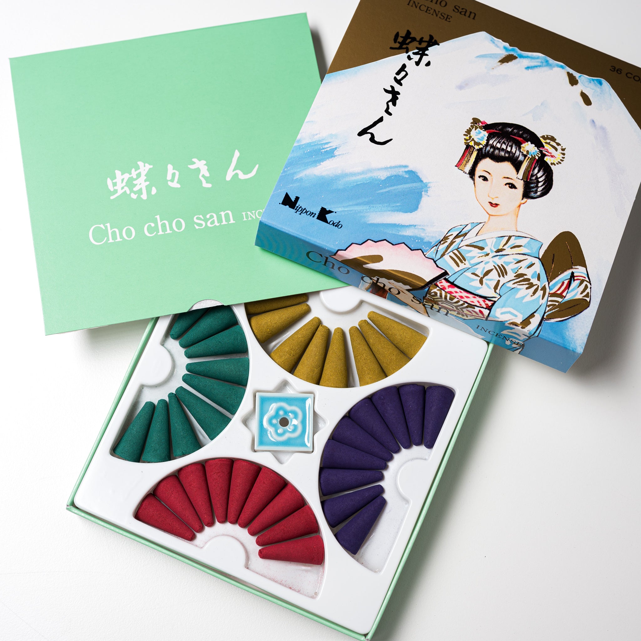 Nippon Kodo Assorted Incense Cones Set - Japanese Traditional Fragrance for Meditation, Yoga & Home Relaxation | Butterfly Design