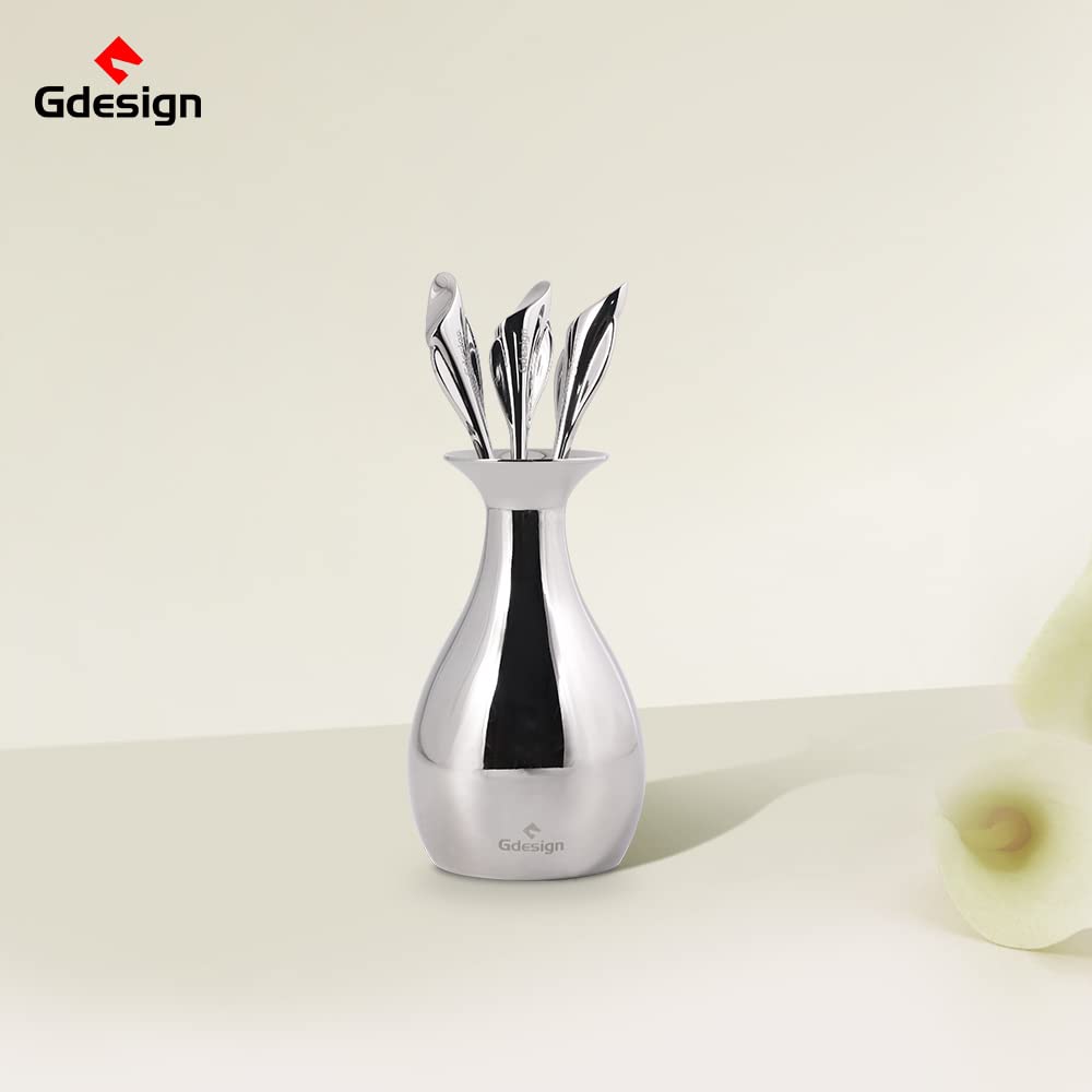 Premium Stainless Steel Dessert Forks Set - 3-Piece Elegant Fruit & Cake Forks with Holder - Perfect for Parties, Weddings, and Afternoon Tea